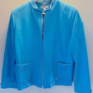 St John Sport, turquoise leather jacket, Large